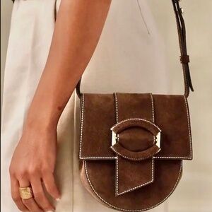 Gia Brown SUEDE Purse Bag Crossbody Banana Republic Gap Mini Regular Buckle